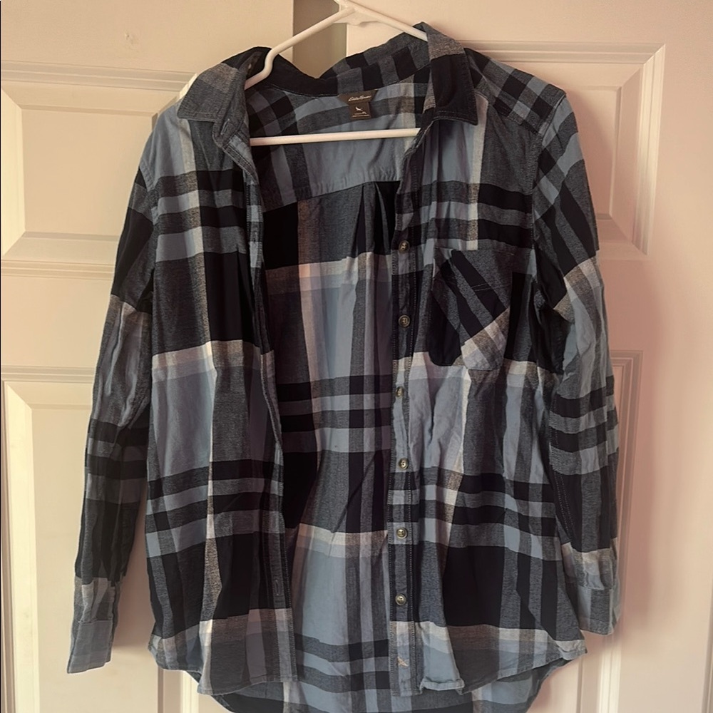 Blue Plaid Button-Up Shirt